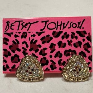 NWT Betsey Johnson Gold Triangle Earrings with Multicolor Stones